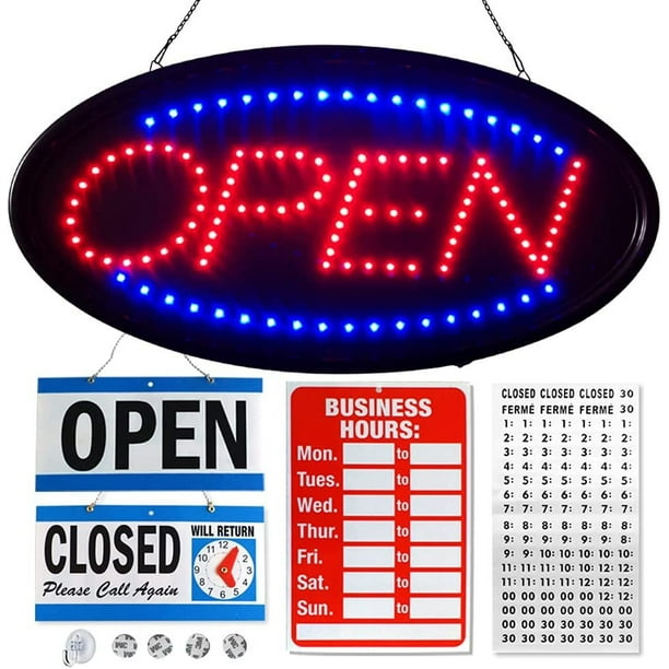 Open Sign LED Neon Light Auto Flashing Hanging Bussiness Shop Window Display